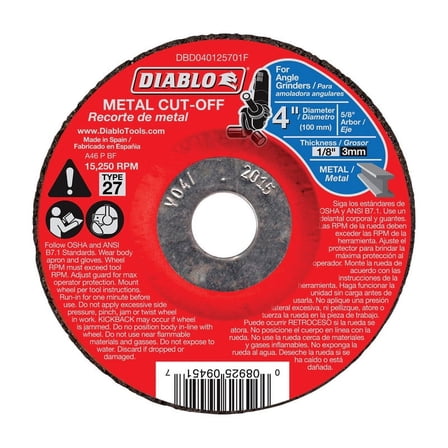 Diablo 4 in. Dia. x 5/8 in. Aluminum Oxide Metal Cut-Off Disc 1 pk