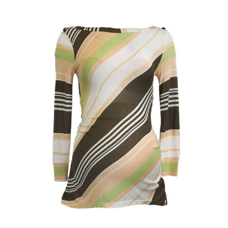 

OLIAN Maternity Women s Stripe Boat Neck 3/4 Sleeve Tunic X-Small Peach