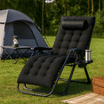 thumbnail image 3 of LIFERECORD Zero Gravity Chair, Patio Folding Recliner with Removable Cushion Portable Reclining Chairs with Cup Holder Trays for Outdoor, Black, 3 of 10
