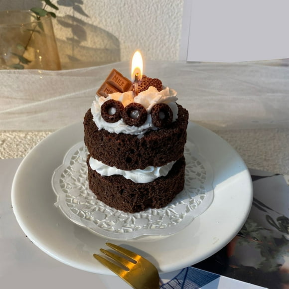 REZUOFI 1 Pcs Chocolate Cake Candle Aromatherapy Smokeless Gift for Home Decor Birthday Party Relaxation Scented