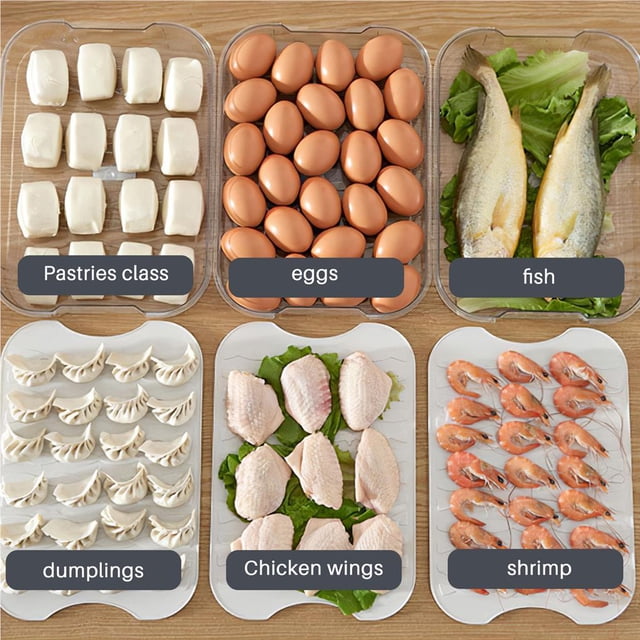 Food Crisper White Plastic Fresh-keeping Box with Seal Cover Double Layers Stacking Design Refrigerated Container for Home Kitchen Refrigerator