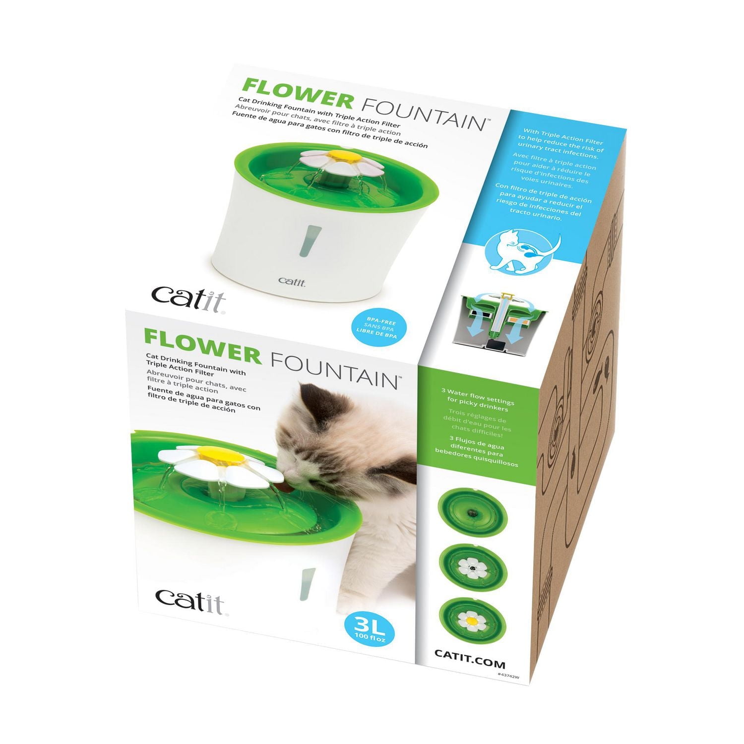 Catit 2.0 Flower Fountain for Cats, 3 L