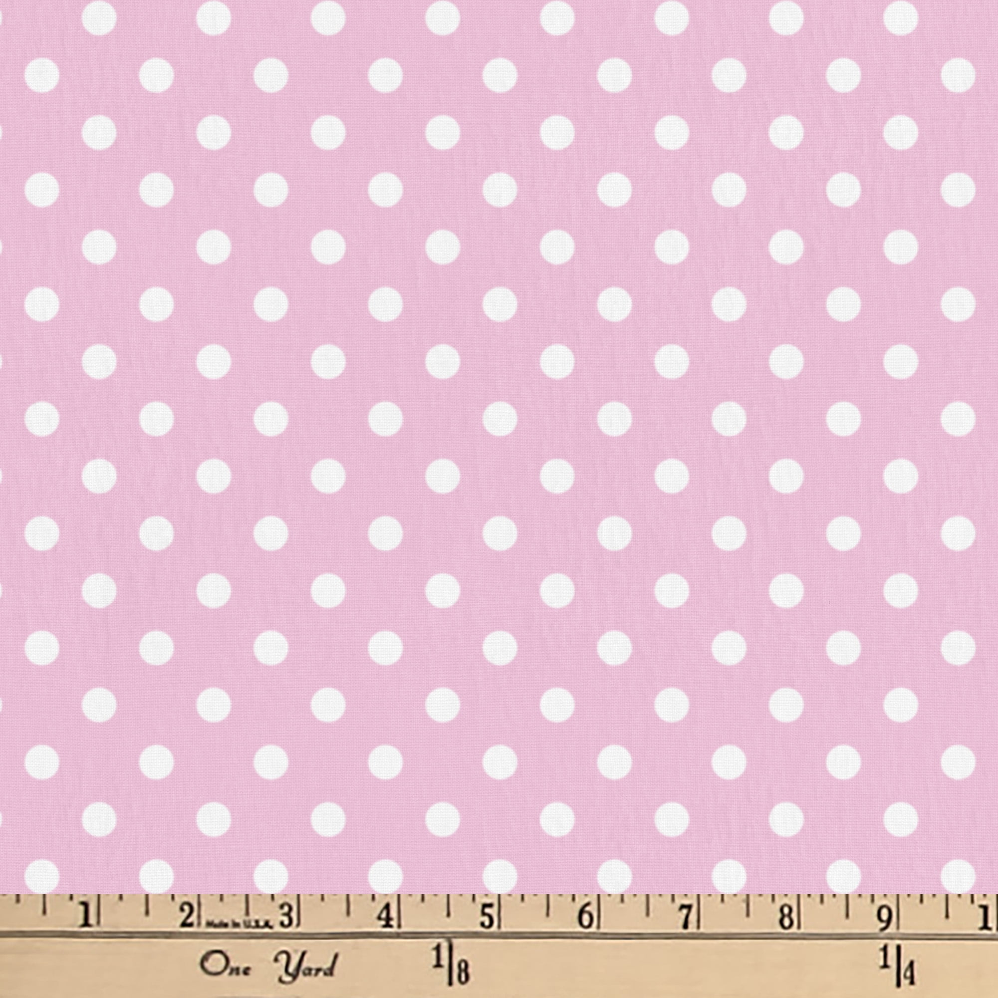 Mainstays 1.5 Yards 100% Cotton Light-weight Flannel Happy Dots, Pink, White, 42" Wide for Crafts