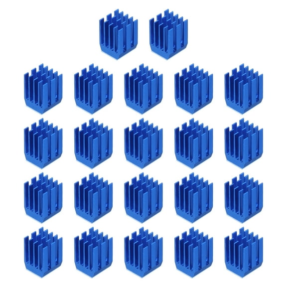 Uxcell 22Pcs 9x9x12mm Heatsink Aluminum Radiator With Fixed Sticker for Chip CPU, Power Transistor, FET, IC,Blue