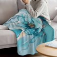 thumbnail image 3 of Teal Floral Marble Blanket Soft Cozy Warm Throw Blanket for Couch, Plush Fuzzy Flannel Fleece Blankets for Sofa, Modern Abstract Impressionist Art Bed Blankets Lightweight Gifts for Women, 50"x60", 3 of 9
