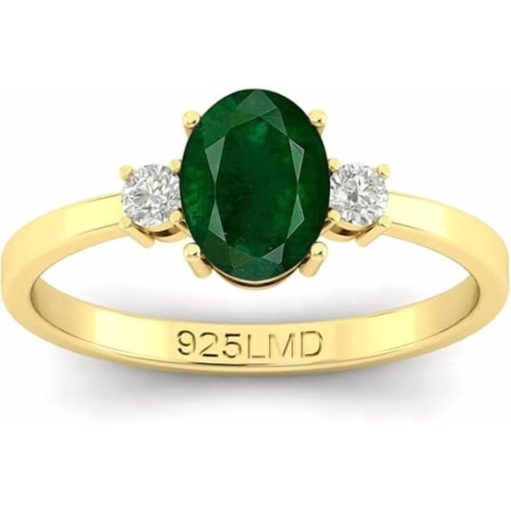 LMDPRAJAPATIS Gold Plated Vintage Birthstone Ring for Women, 8x6 mm Oval Statement Engagement Ring