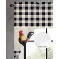 thumbnail image 2 of Black White Plaid Rooster Swag Valances for Windows, Small Curtains Drapes, Vintage Farmhouse Checkered Rustic Kitchen Window Curtains Over Sink Window Treatment Valance for Bedroom/Bathroom 56"x36", 2 of 5