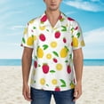thumbnail image 4 of Balery Strawberry and Lemon Print Men's Hawaiian Shirts Short Sleeve Beach Shirt Relaxed Fit Vacation Button Down Shirts-Medium, 4 of 9