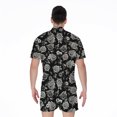 thumbnail image 2 of Monochrome Rose Floral Pattern Short Sleeve Men'S Rompers Casual Summer Jumpsuits Outfit, 2 of 4