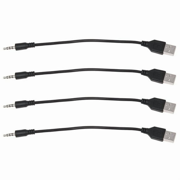 4pcs 3.5mm Plug AUX Audio Jack to USB 2.0 Male Charger Cable Adapter Cord for Car MP3
