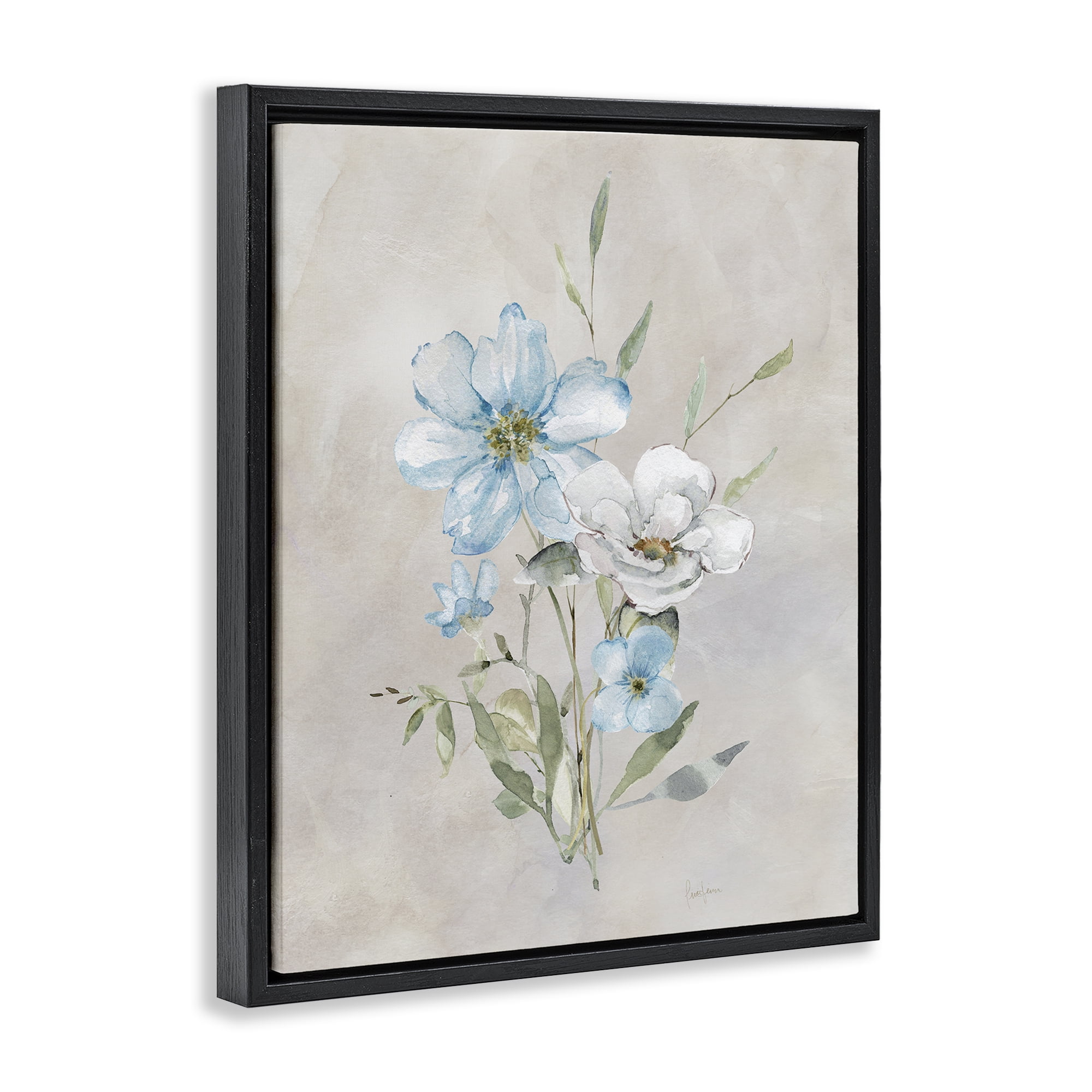 Stupell Industries Simple Herbs Bundle Plants & Flowers Painting Black Floater Framed Canvas Art Print Wall Art, 25 x 31