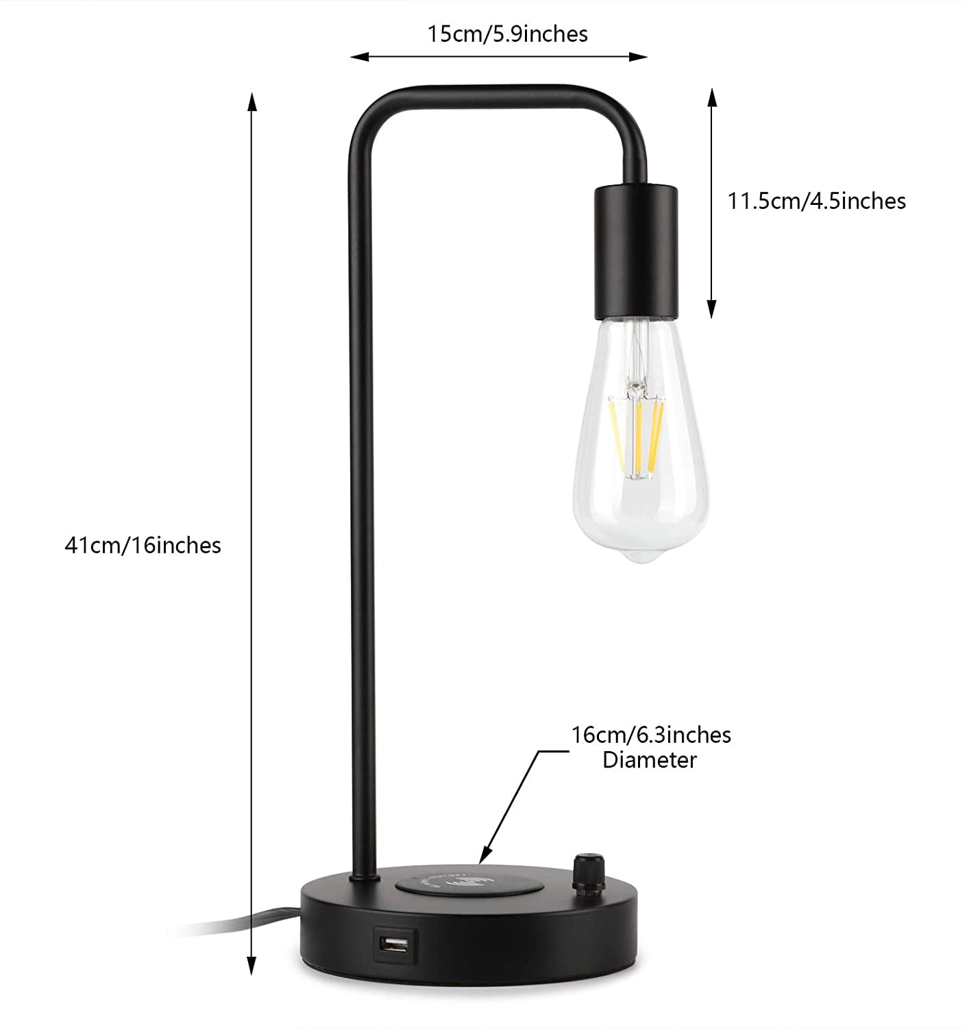 Wireless Charging Desk Lamp – Table Lamp with USB Port and Wireless Charging Pad, Bedside Lamp for Office Bedroom Living Room College Dorm