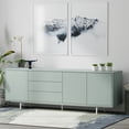 thumbnail image 2 of Atlas 78" x 28" Highboy Modern TV Stand Cabinet And Sideboard - Jade Ocean Frame, Jade Ocean Door/Drawers, White Base, 2 of 8