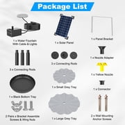 JelyHT 6W Solar Bird Bath Fountain 3-Tier Waterfall Pump with LED Lights Battery Backup for Patio Yard Garden Pond