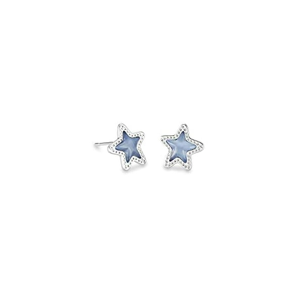 Kendra Scott Jae Star Stud Earrings, Fashion Jewelry for Women, Rhodium-Plated, Periwinkle Cats Eye