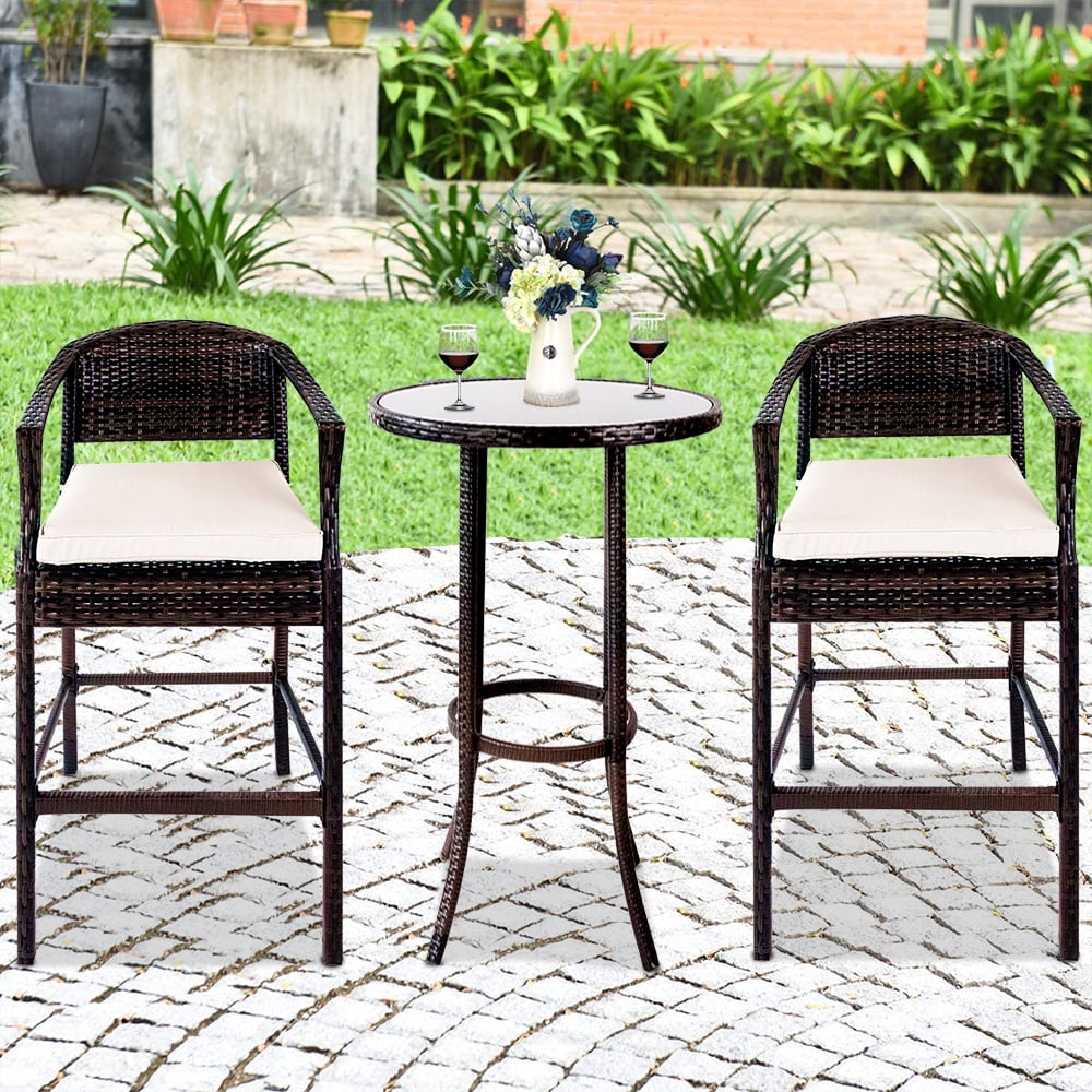 Indoor Outdoor Furniture Pub Patio Backyard Garden Tidyard 3 Piece Bar Set Counter Height Table and 2 Stool Chairs with Seat Cushion Dining Set Gray Poly Rattan Bistro Set for Bar Indoor Outdoor Furniture Pub Patio Backyard Garden Tidyard 3 Piece Bar Set Counter Height Table and 2 Stool Chairs with Seat Cushion Dining Set Gray Poly Rattan Bistro Set for Bar