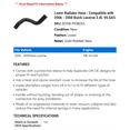 thumbnail image 2 of Lower Radiator Hose - Compatible with 2006 - 2008 Buick Lucerne 3.8L V6 GAS 2007, 2 of 2