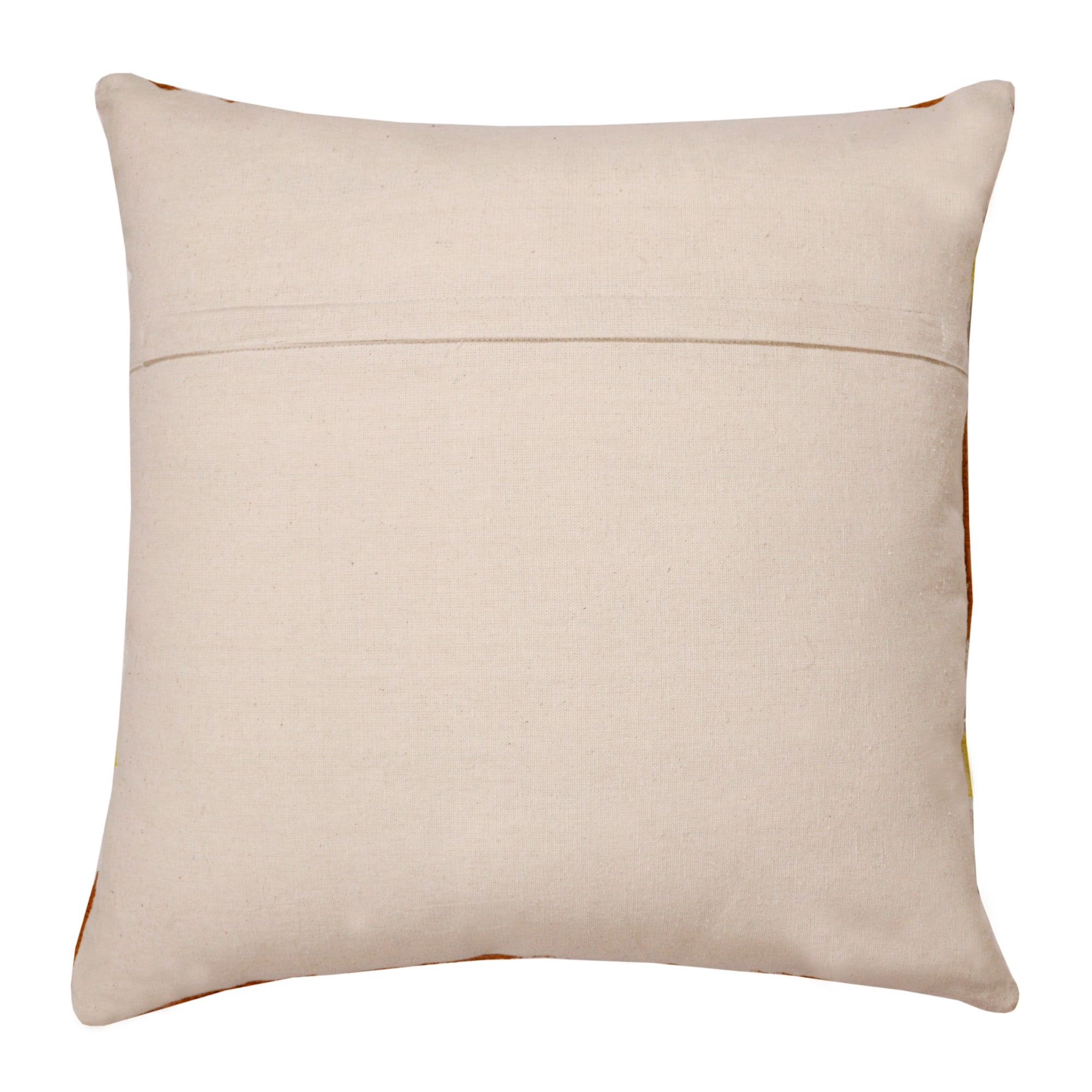 Laddha Home Designs Handwoven Overtufted Geometric Cotton Throw Pillow Cover - 20" - Orange and
