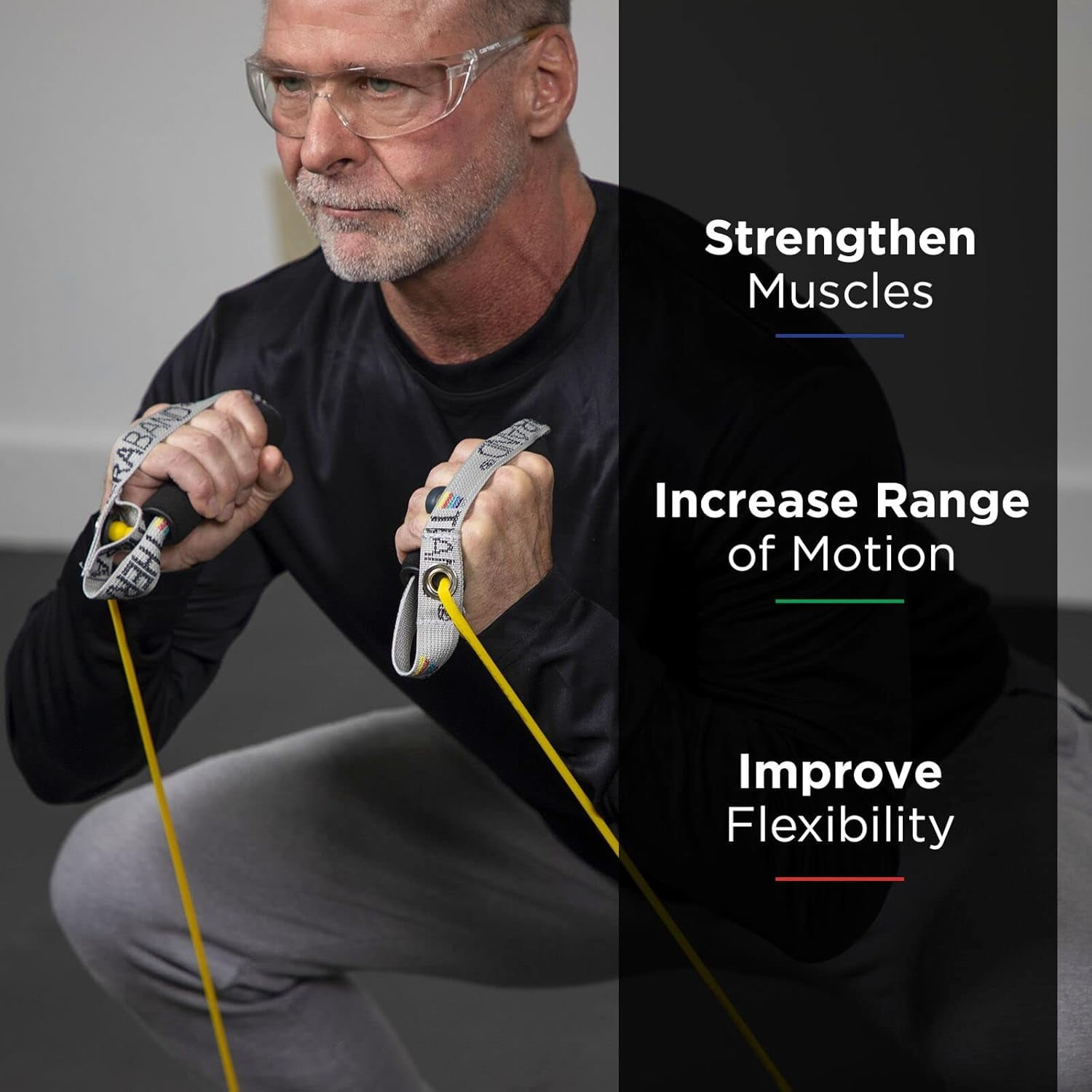 JJEAN-Resistance Tubing with Soft Handles, Yellow, Light Level, 48" Latex Stretch Resistance Bands for Exercise, Professional Workout Bands for Upper & Lower Body, Color-Coded Levels