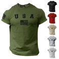 thumbnail image 3 of USA Flag Men College Shirt Patriotic Gym American 100% Cotton, 3 of 3