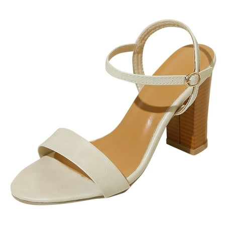 

Dyfzdhu Womens Buckle Strap Heel Sandals High Heels Summer Casual Shoes Ankle Strap Sandals