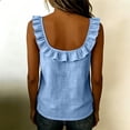 thumbnail image 5 of Jaunzuar Sleeveless Tops for Women Linen Wide Strap Solid Color Tank Tops Loose Summer Casual Tops L, 5 of 8