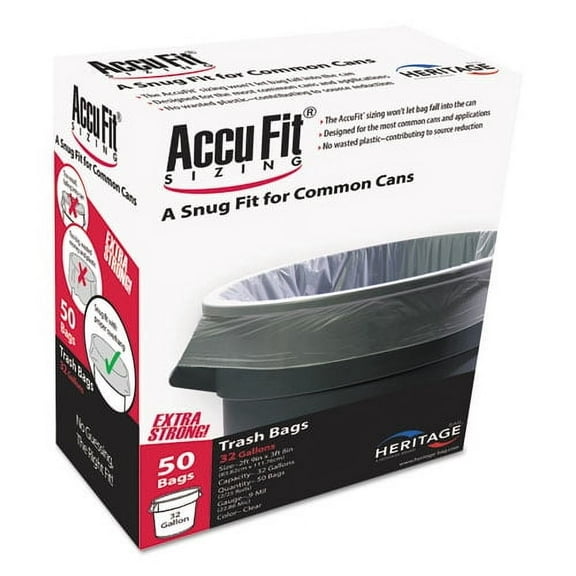 Linear Low Density Can Liners With Accufit Sizing, 32 Gal, 0.9 Mil, 33" X 44", Clear, 50/box | Bundle of 2 Boxes