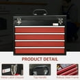 thumbnail image 4 of DURHAND 15.6" Tall Portable Metal Tool Box with Metal Latch Closure, 4 Drawer Tool Chest with Ball-bearing Slider for Garage, Household and Warehouse, Red, 4 of 9
