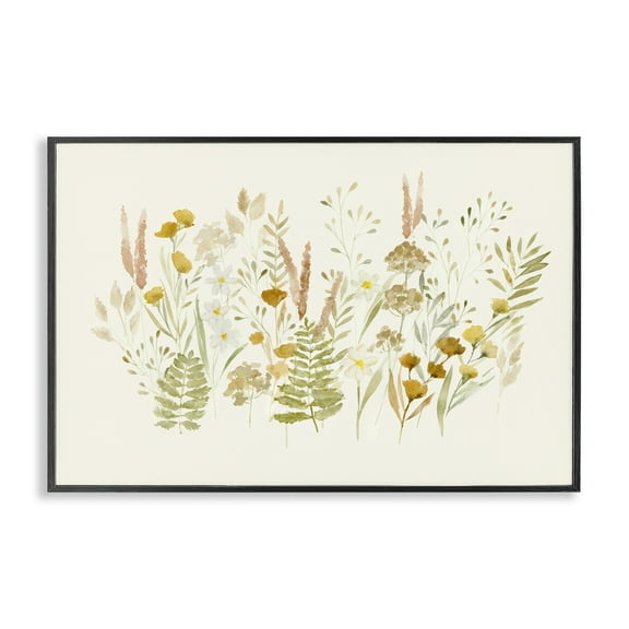 Stupell Industries Wild Cottage Blooms Plants & Flowers Painting Black Framed Art Print Wall Art, 18 x 12