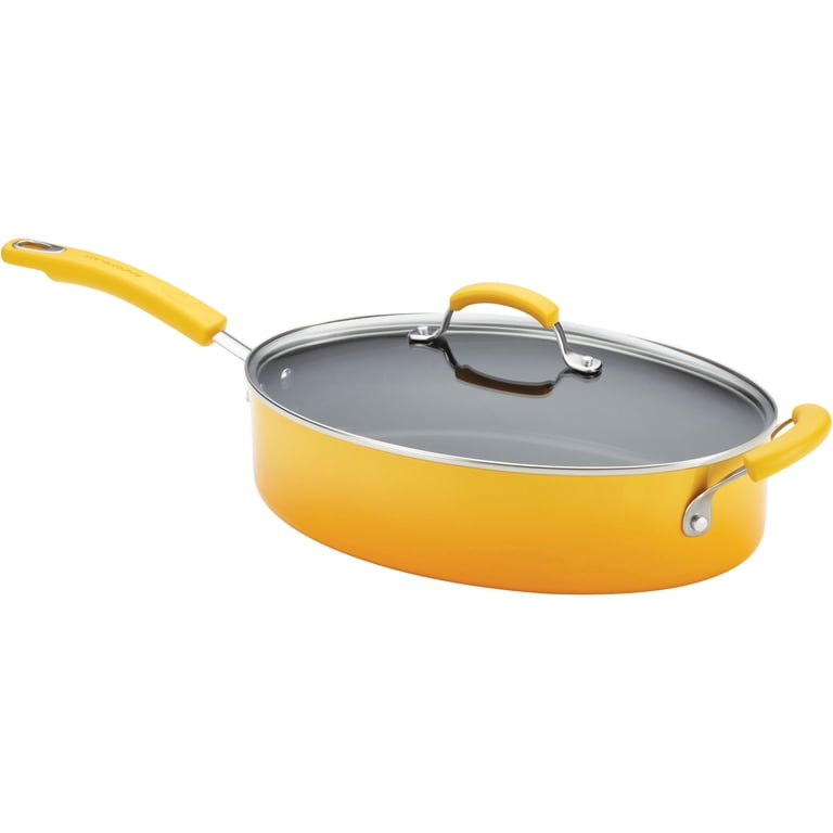 Rachael Ray Hard Enamel Nonstick 5-Quart Covered Oval Saute with