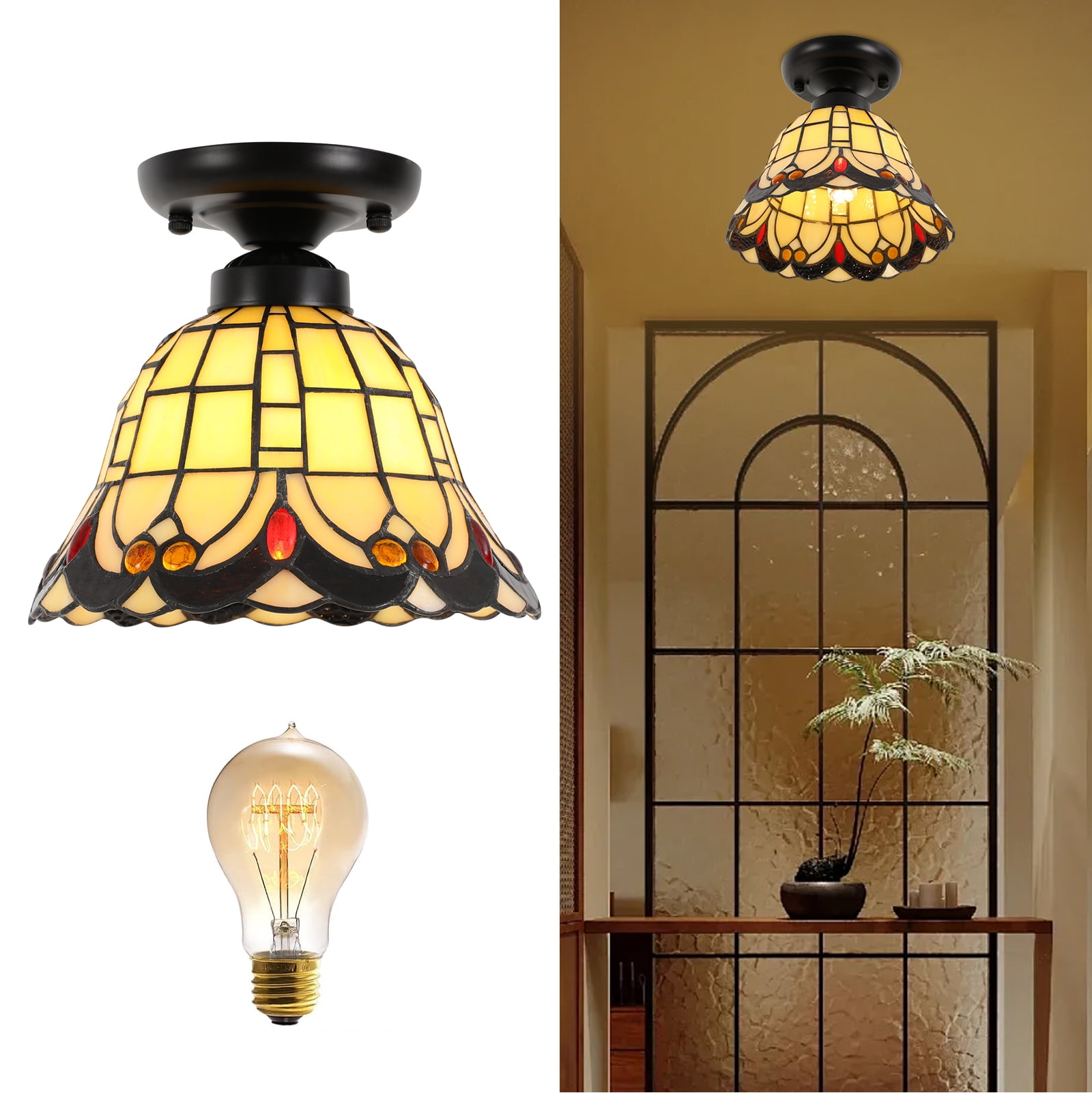 Ceiling Light Fixture, 7.87-Inch Ceiling Light, Vintage Ceiling Light for Indoor