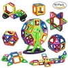 Magnetic Blocks Building Set for Kids, Magnetic Tiles Educational Building Construction Toys by Six Bangin for Boys and Girls with Storage Bag - 181pcs