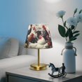 thumbnail image 6 of Tapered Desk Lamp with Antique Brass Base Table Lamps Dimmable LED Bulb Button Switch Night Light Vintage Black and White Chickens Medium, 6 of 8