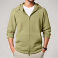 thumbnail image 2 of Fleece Hoodies for Men Zip Up Sweatshirt Fleece Jackets Light Green XXXL, 2 of 6