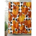 thumbnail image 2 of Fsddascl Orange Fall Shower Curtain Set - Long 72" x 84" Washable Bathtub Curtain with 12 Hooks, Pumpkins Thanksgiving Maple Leaf Plaid Waterproof Fabric Stall Shower Curtains for Bathroom/Bathtub, 2 of 6