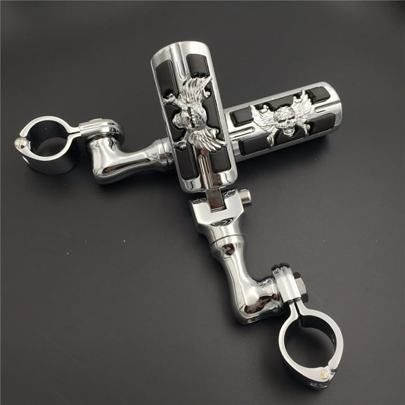 HTT-MOTOR Chrome Short Angled Adjustable Peg Mounting Kit Wing Zombie Foot Peg For Honda GoldWing VTX1300 Shadow Valkyrie Triumph with 1-1/2 inch (1.5") Front Engine Guard Frame Tube