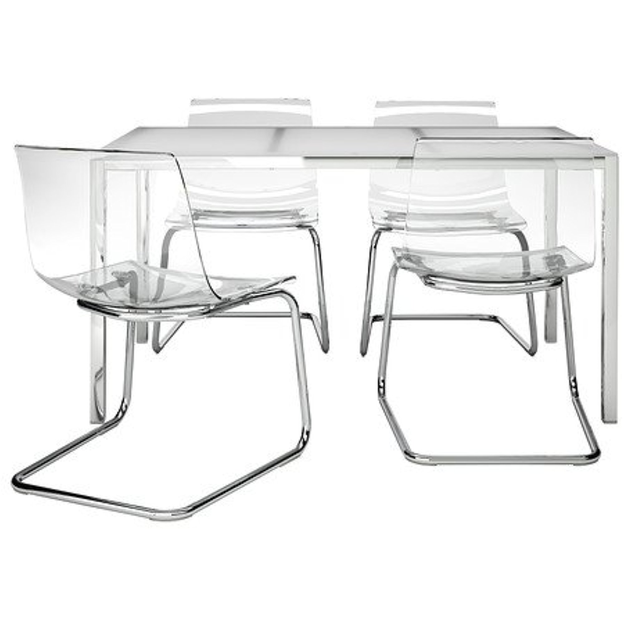 Ikea Table and chairs, glass white, clear 42020.1185.1834