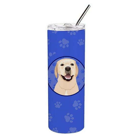 Carolines Treasures WDK1129TBL20 Labrador Retriever Yellow Design2  Stainless Steel 20 oz Skinny Tumbler Blue 20 oz