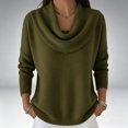 thumbnail image 4 of vdgthytj Sweaters for Women Long Sleeve Cowl Neck Loose Casual Fashion Solid Fall Winter Pullover Tops(Medium,Army Green), 4 of 5