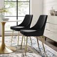 thumbnail image 2 of Side Dining Chair, Set of 2, Velvet, Metal Steel, Gold Black, Modern Contemporary Urban Design, Kitchen Room Cafe Bistro Restaurant Hospitality, 2 of 10