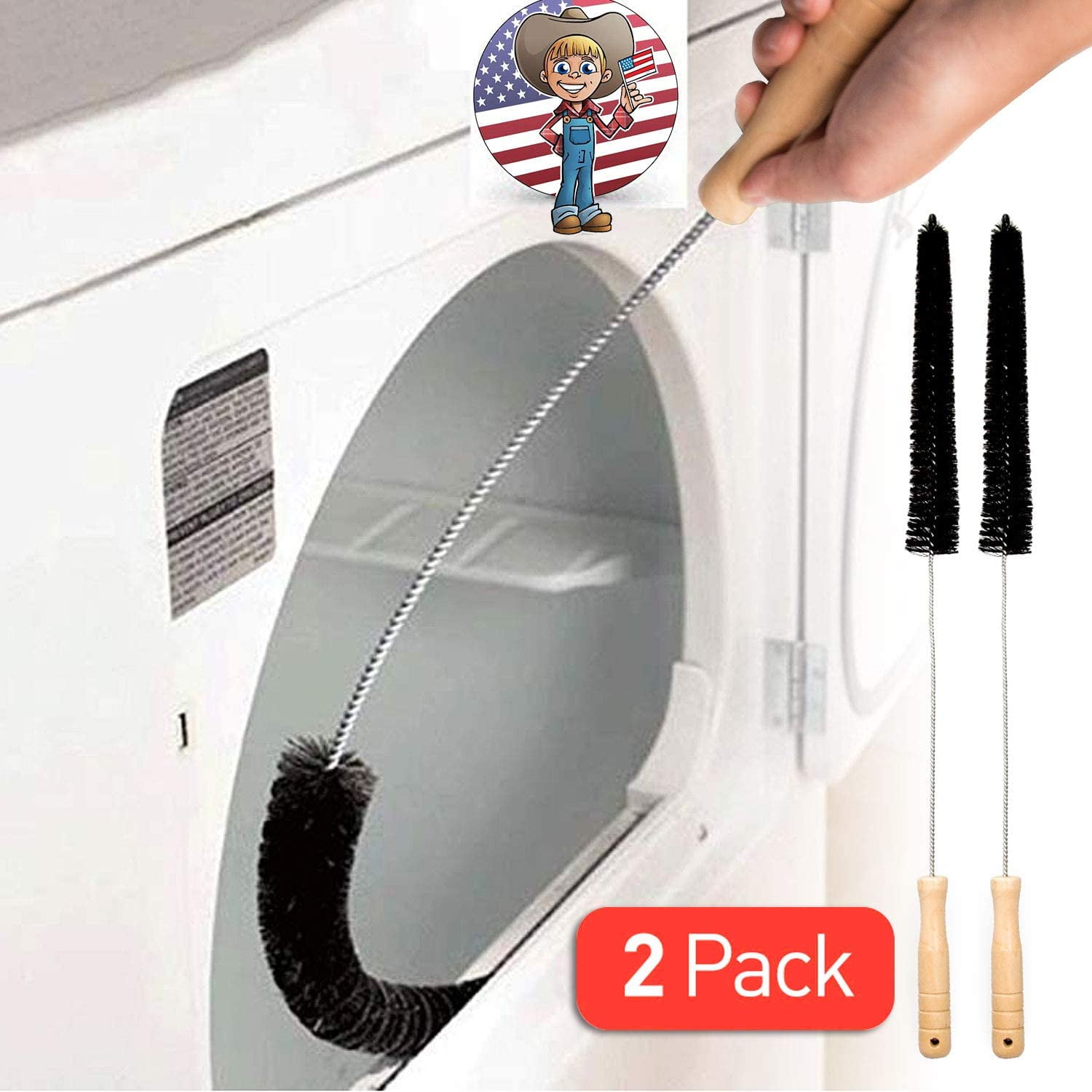 2 Pack Dryer Vent Cleaner Kit Dryer Lint Brush Vent Trap Cleaner Long