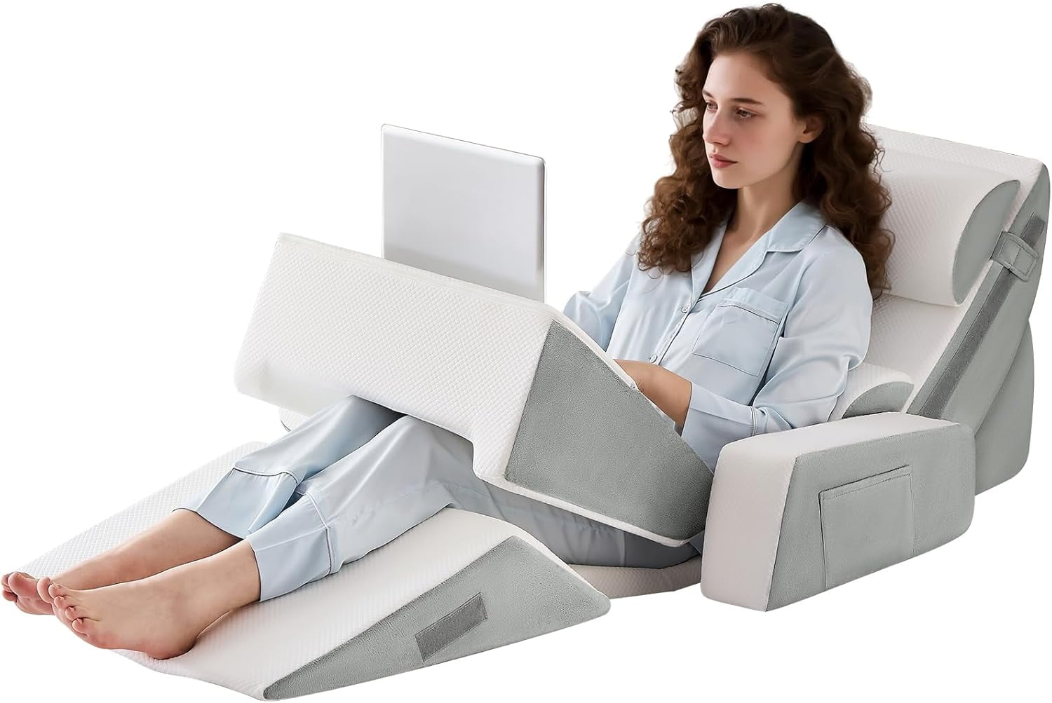 Wedge Pillow 7.5 Inch Memory Foam for Acid Reflux Relief Snoring Support Post Surgery Comfort with Removable Cover