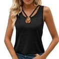 thumbnail image 1 of Women's 2025 Summer Keyhole Neck Tank Top - Cut Out Ring Design, Sleeveless, Polyester Spandex, Casual/Rave Wear, 1 of 4