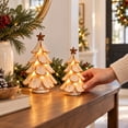 thumbnail image 6 of 2PCS Christmas Tree Figurine, Christmas Tabletop Centerpiece with Glowing LED Lights, Winter Pine Festive Holiday Decor, Christmas Gift, 6 of 7