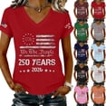 thumbnail image 5 of Women's 250th Anniversary USA Shirt Independence Day Top 4th of July Shirts America 250 Merchandise V Neck Flag Graphic Casual Tee, 5 of 5