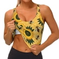 thumbnail image 4 of Xecao Bees and Sunflowers for Sports Bra with Removable Pads, Crop Tank Top Design, Women's Longline Sports Bra - Non-Wired - Small, 4 of 9