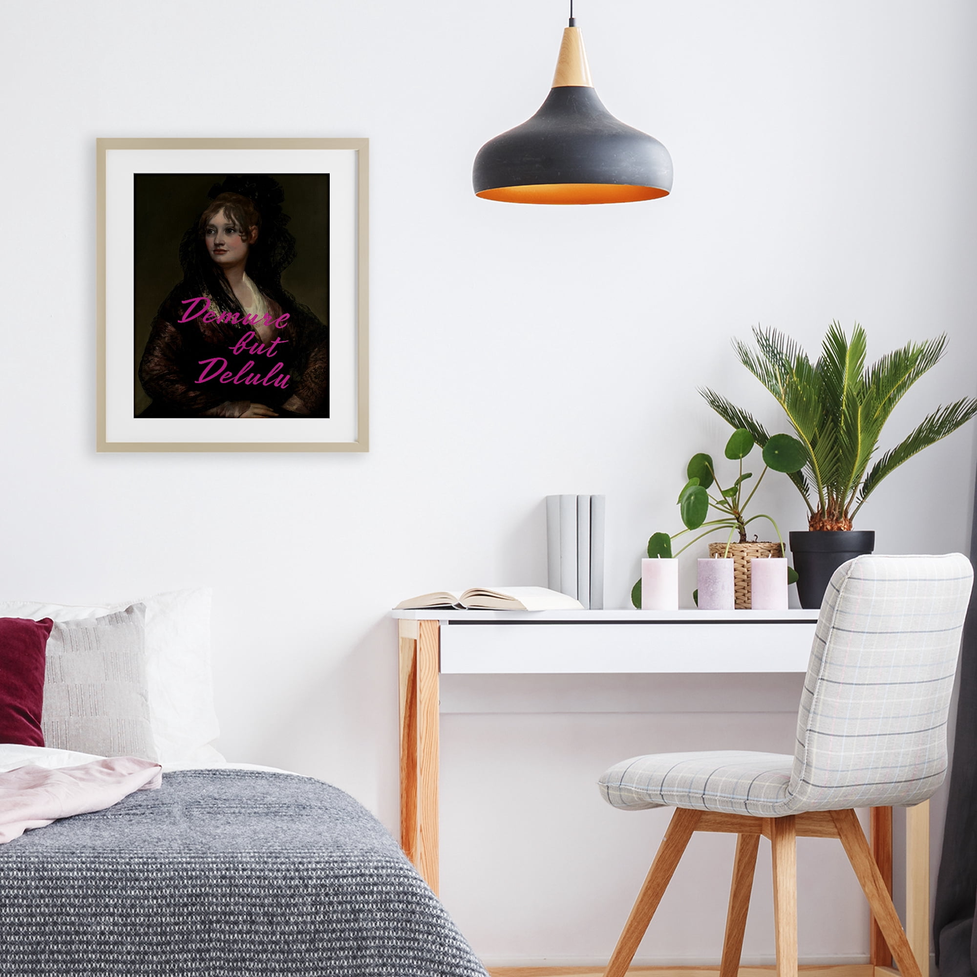 Stupell Industries Iconic Demure But Delulu Birch Framed Print Under Glass, design by Grotto Studios