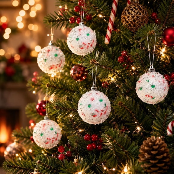 Christmas Decorations, Sequined Foam Candy Snowman Ornaments, Xmas Decorations, Christmas Ball, for Xmas Tree, Home, Party, Holiday Christmas Decorations