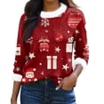 thumbnail image 3 of Women's Fashionable Christmas Printed Knitted Pullover Top, with Faux Wool Collar and Casual Long Sleeves, Lightweight Super Soft Fabric for All-Day Comfort In Various Occasions L Red, 3 of 5