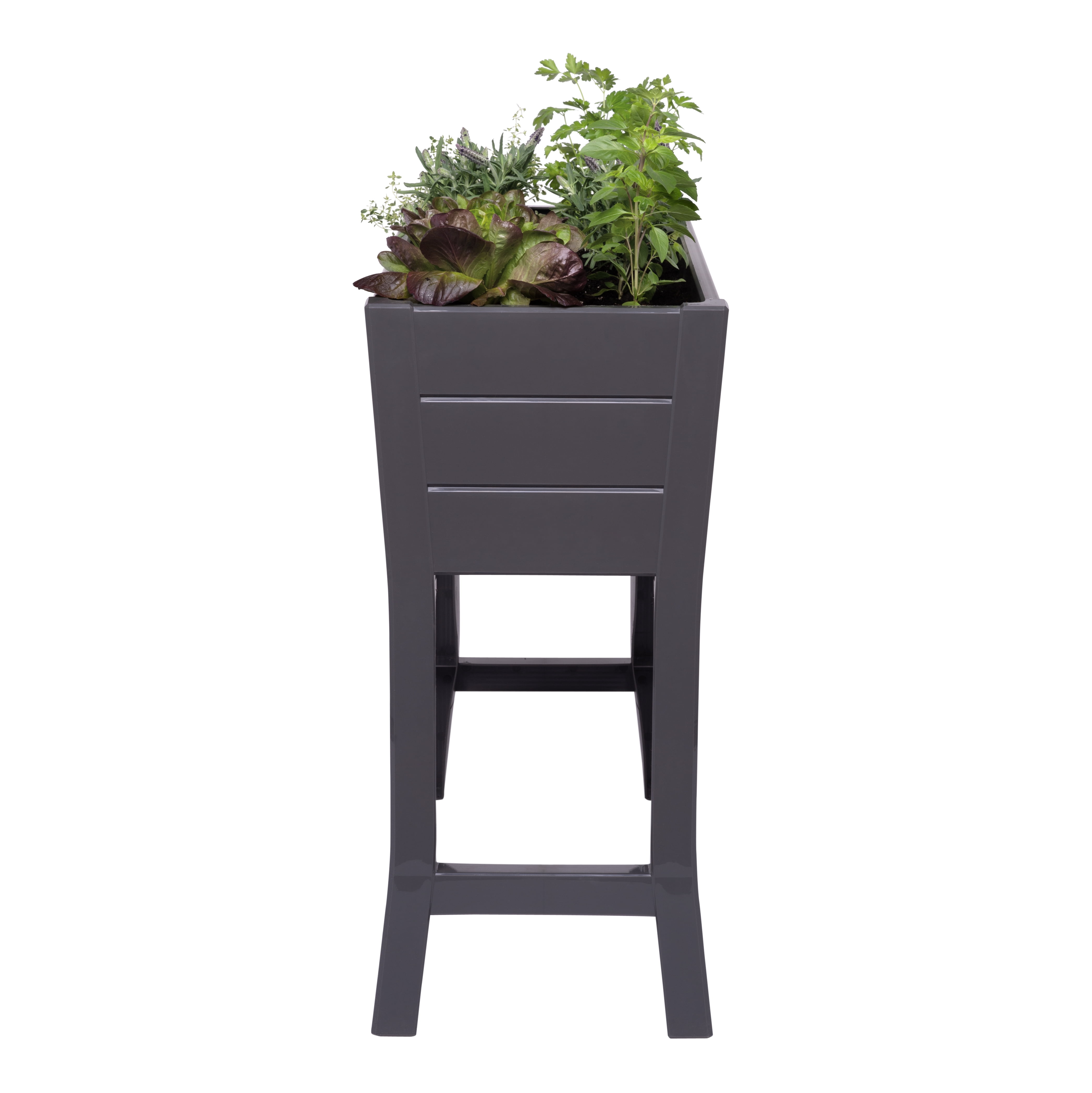 NuVue Products 26021 Elevated Garden Bed - 36” x 15” x 32” Slate Gray PVC Woodgrain Texture Weather-Resistant Planter Box, 1 Count